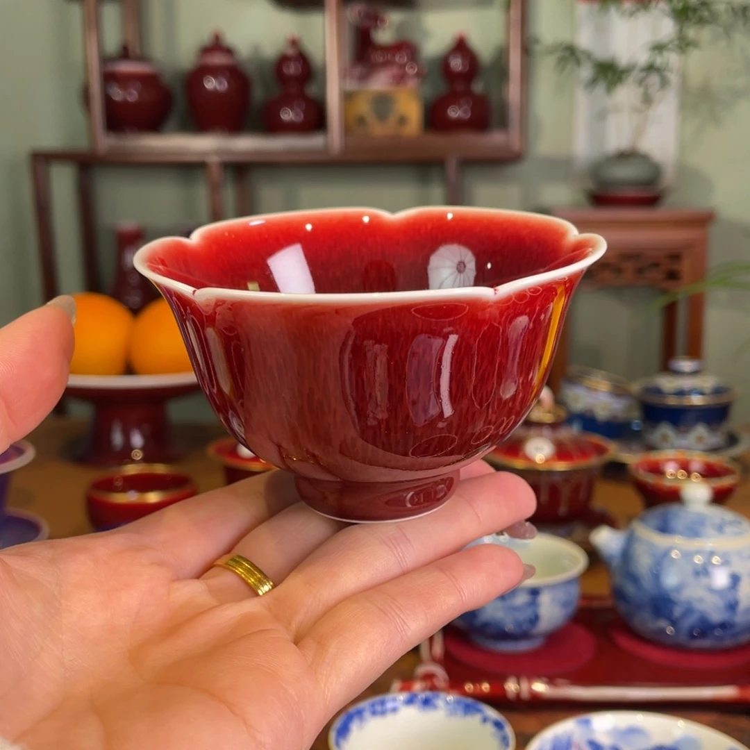 北***冰清欢雅玩原矿郎红福利大花口杯