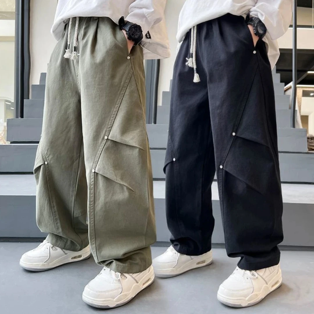 儿童春秋款工装裤中大童休闲休闲百搭时尚洋气裤子宽松潮流韩版