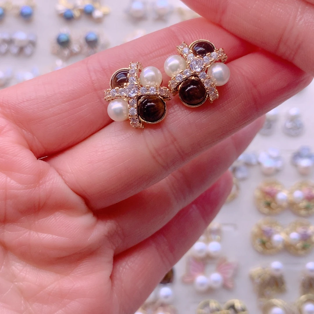 合金淡水珍珠耳饰