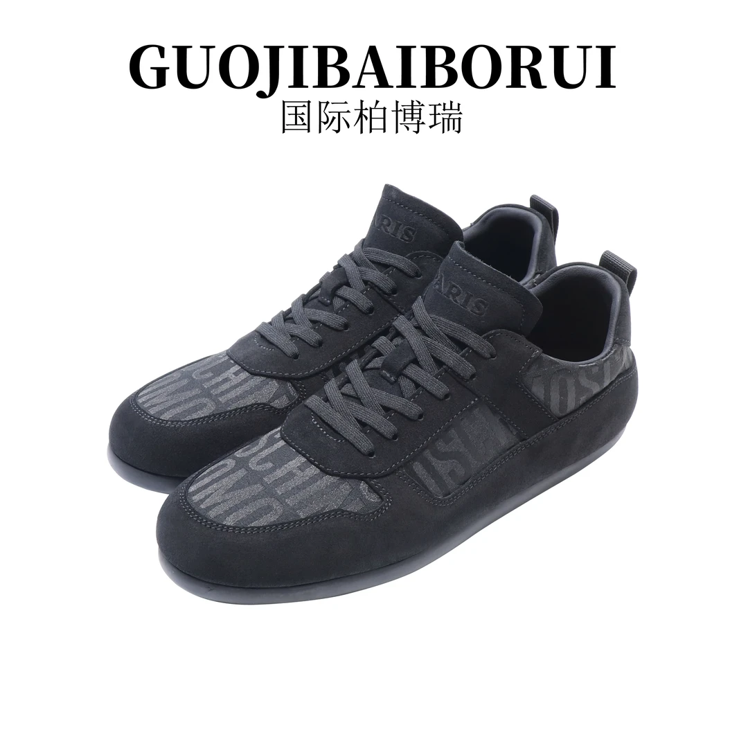 国际柏博瑞鞋子男款2025新款夏季真皮透气舒适时尚休闲鞋低帮系带
