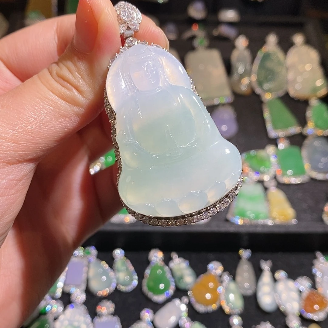 颈饰银S925镶嵌翡翠天然翡翠