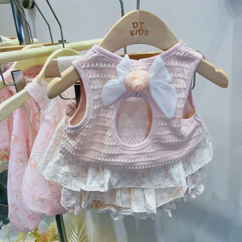 韩版女童2024套装新款夏季洋气背心两件套夏装儿童可爱上衣