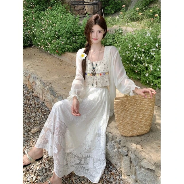 旅游穿搭防晒衣冰丝雪纺衫女夏季洋气小衫开衫配吊带外搭披肩罩衫