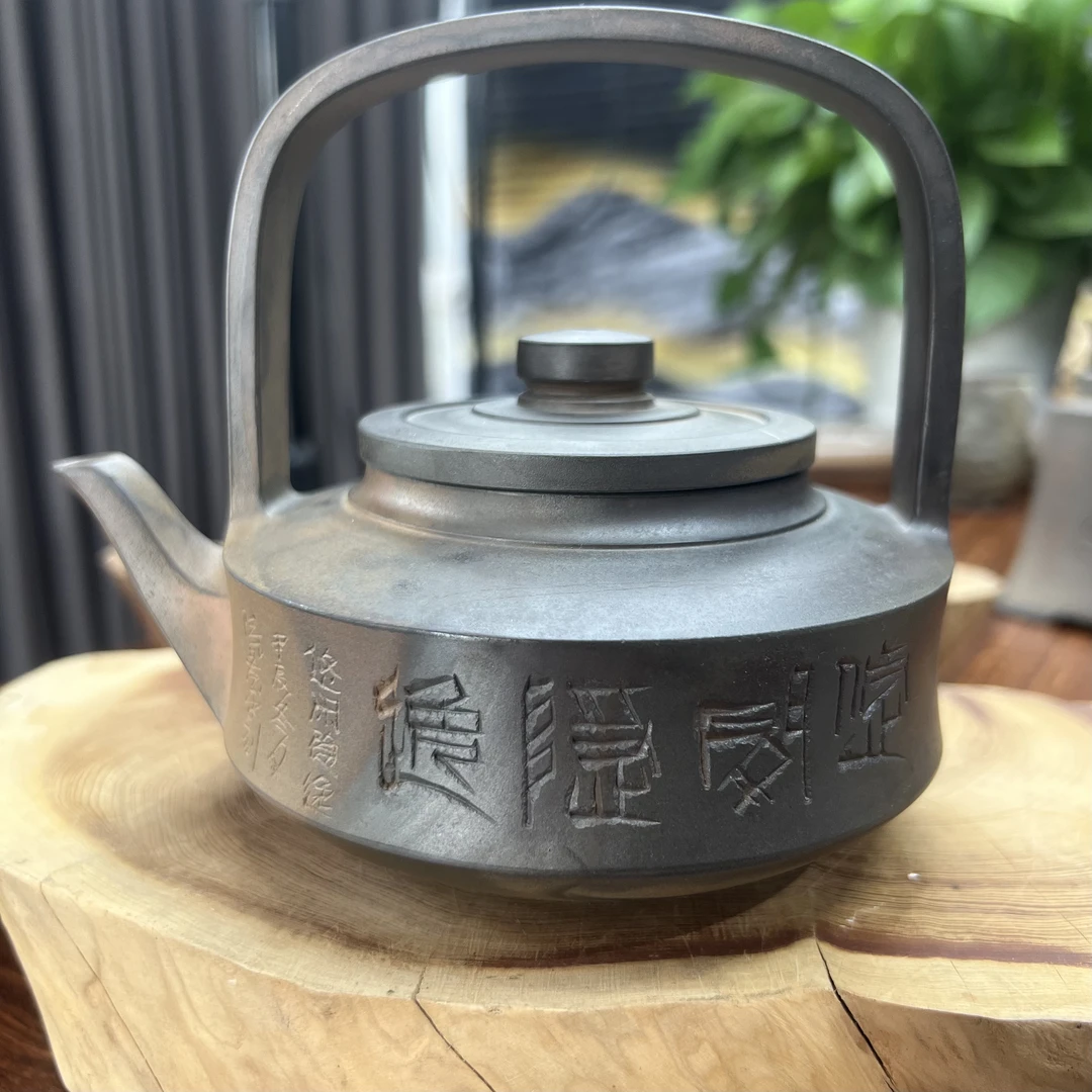 柴烧国大陆景平刻绘手拍景州提梁壶320cc