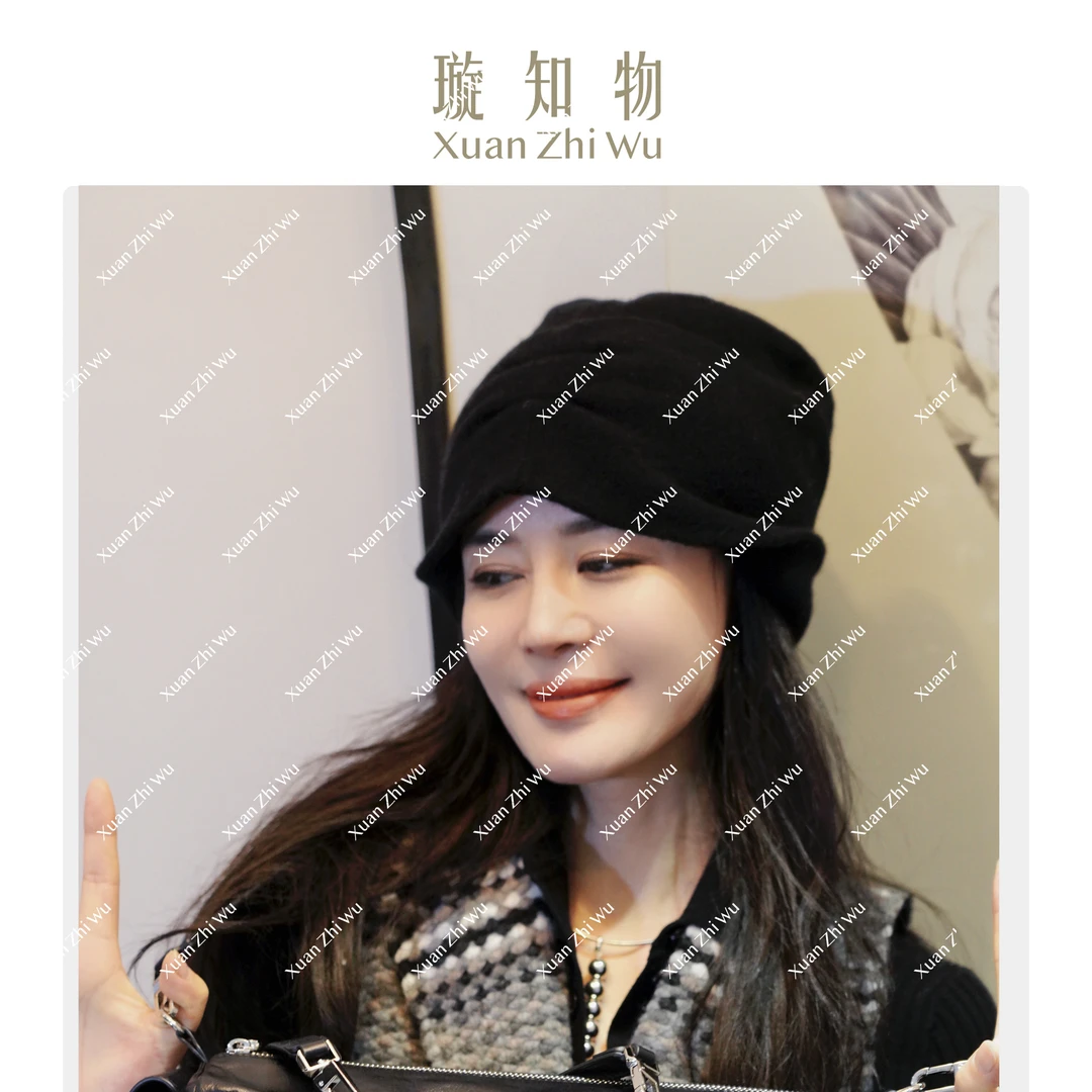 冬日恋歌帽防黑色针织帽女款时尚户外寒保暖帽帽子王璇原创设计