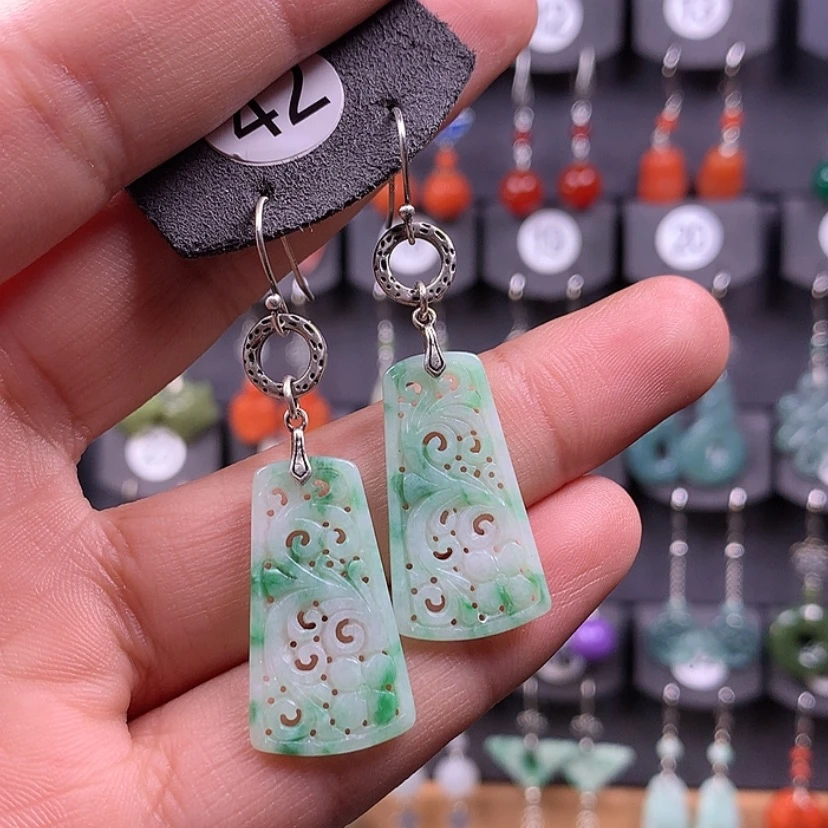 【闪购商品】翡翠耳饰银S925镶嵌仙****8