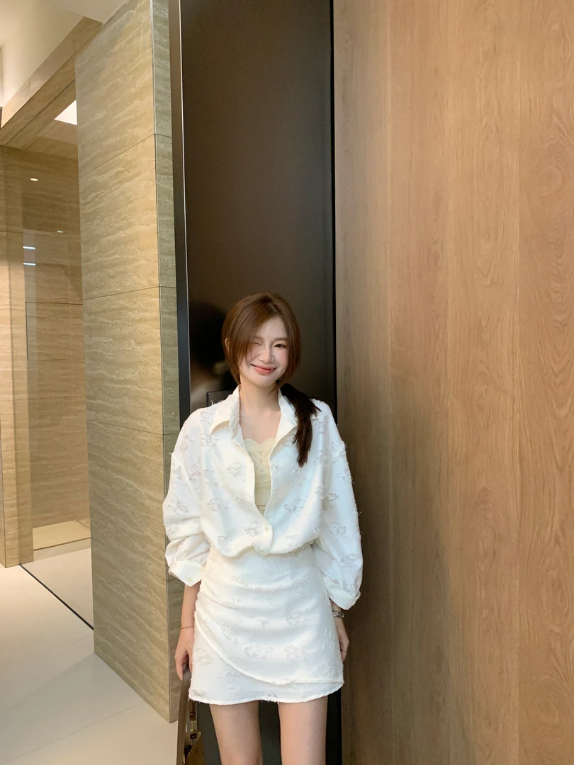 【芝士Cheese】朝花夕拾 春夏衬衫领设计一体中长款显瘦气质连衣裙