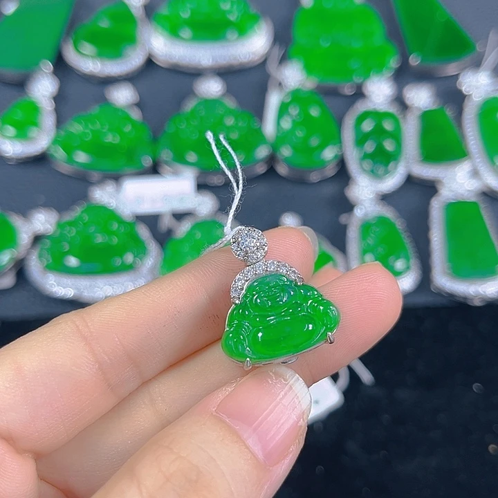 翡翠银S925镶嵌吊坠(不含链)