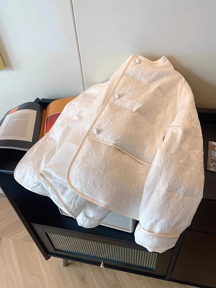 新中式肌理感棉服外套女冬季国风气质高级感保暖圆领棉衣