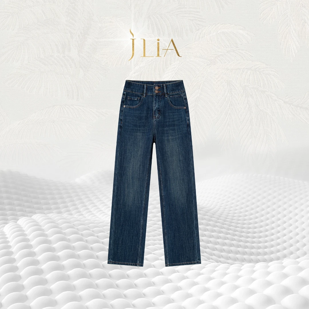 秋季女士新款四面弹直筒牛仔裤 2025新款深蓝色96136/AS