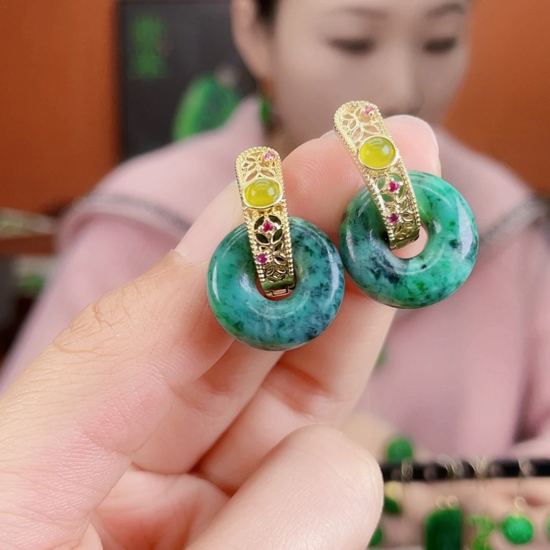 翡翠未镶嵌耳饰饰品