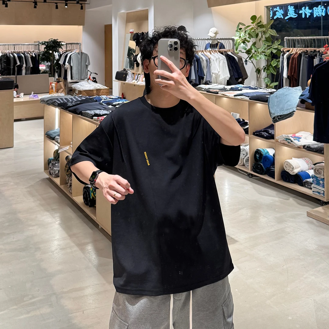 夏季新款宽松青少年圆领压花T恤简约日系立体裁剪短袖 LF25160