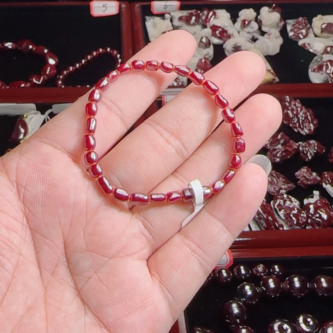 太***道天然辰砂天然朱砂单晶体手串