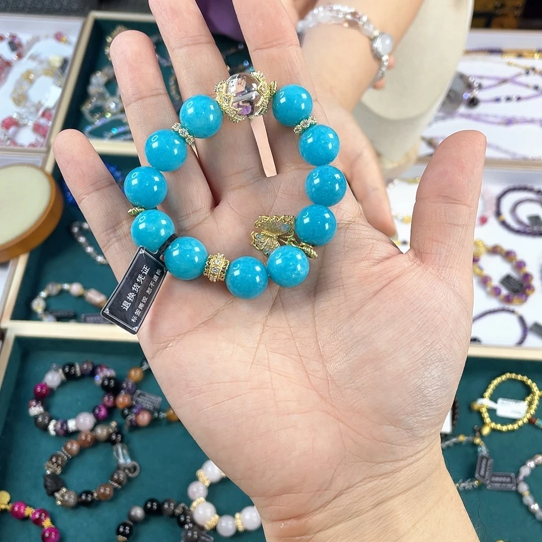 水晶手链银S925镀金镶嵌