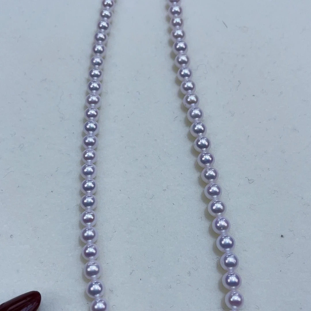 淡水珍珠颈饰银S925镶嵌4-4.5m嘎嘎亮樱花粉