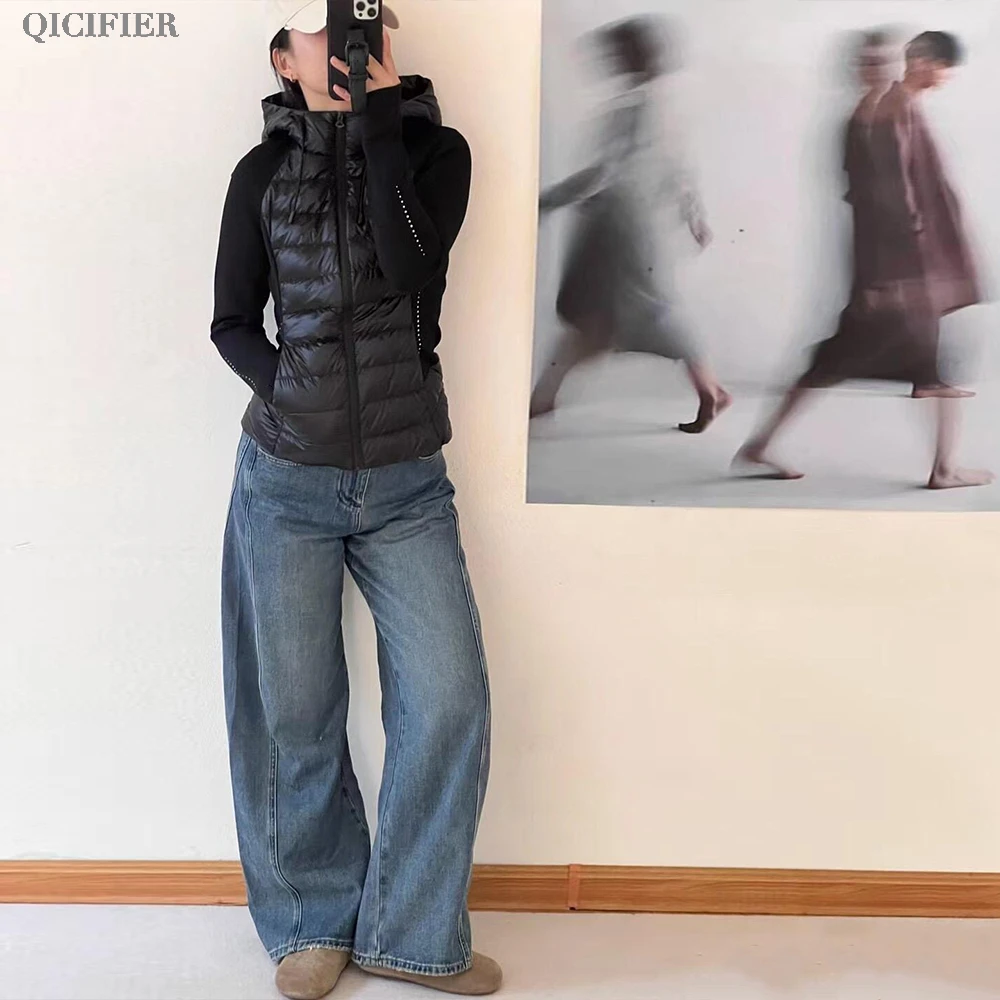 科技黑 有点少 冬季加厚连帽保暖白鸭绒羽绒服 88022