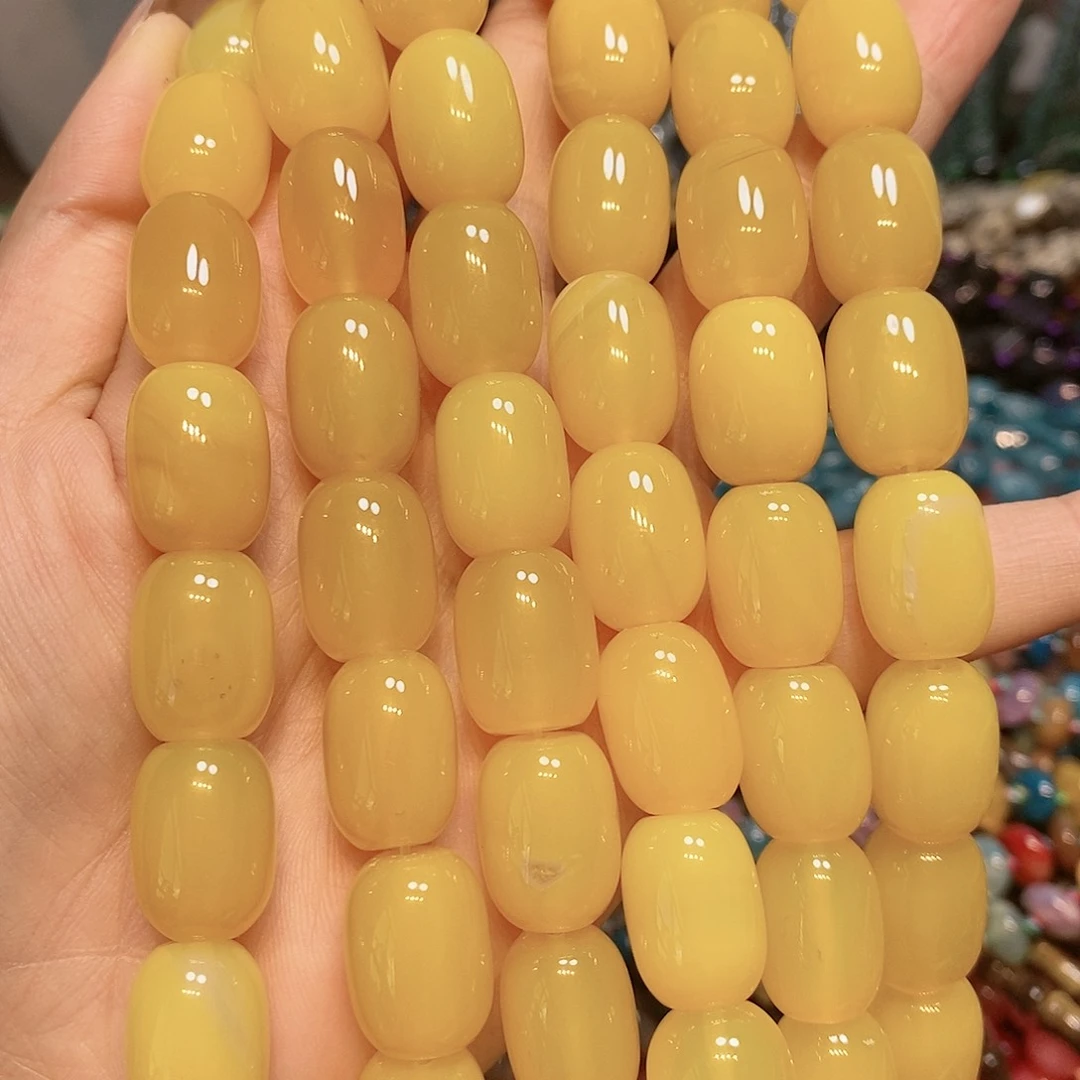玛瑙/玉髓散珠天然黄玛瑙桶珠13✖️18mm一条