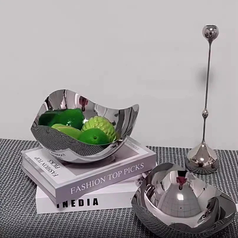 粤较牌不锈钢轻奢高档304坚果水果盘客厅家用北欧三角形托盘摆件