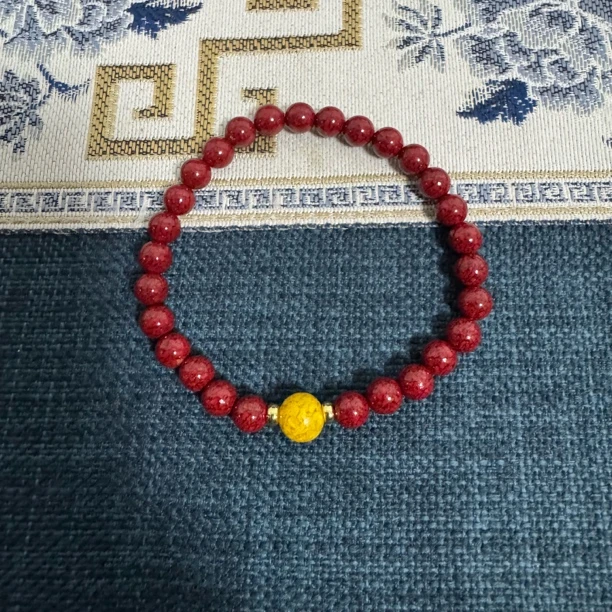 含辰砂工艺品经典卡6mm搭配雄黄单圈素圈手串