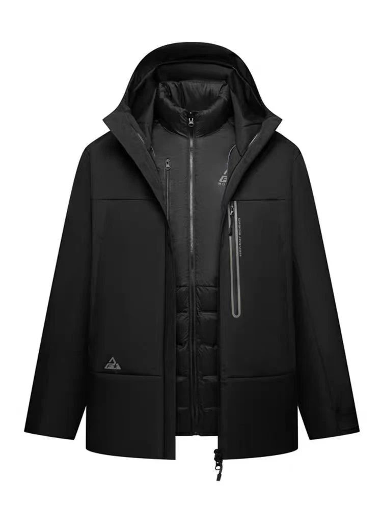 【远山者】男女情侣同款工装三合一冲峰衣拼色羽绒服时尚休闲连帽