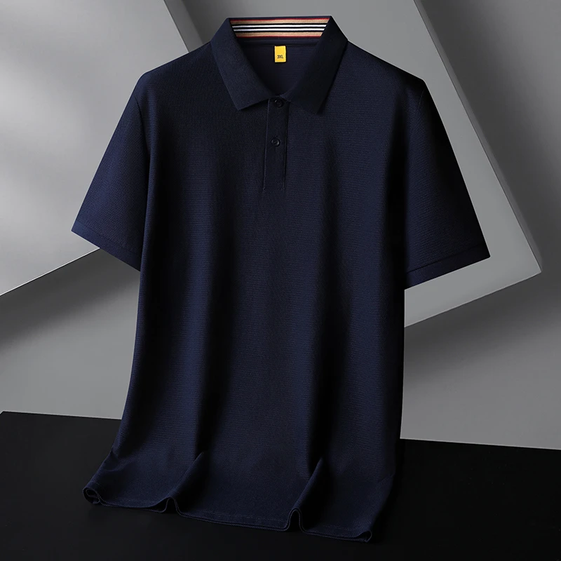 简约百搭翻领短袖体恤男加肥大码夏季薄款胖子休闲纯色棉质polo衫