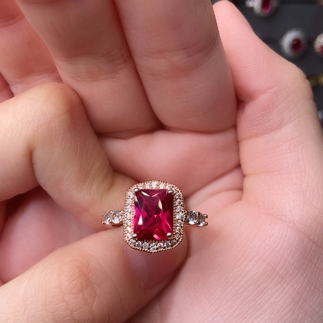 银S925镶嵌戒指红宝石