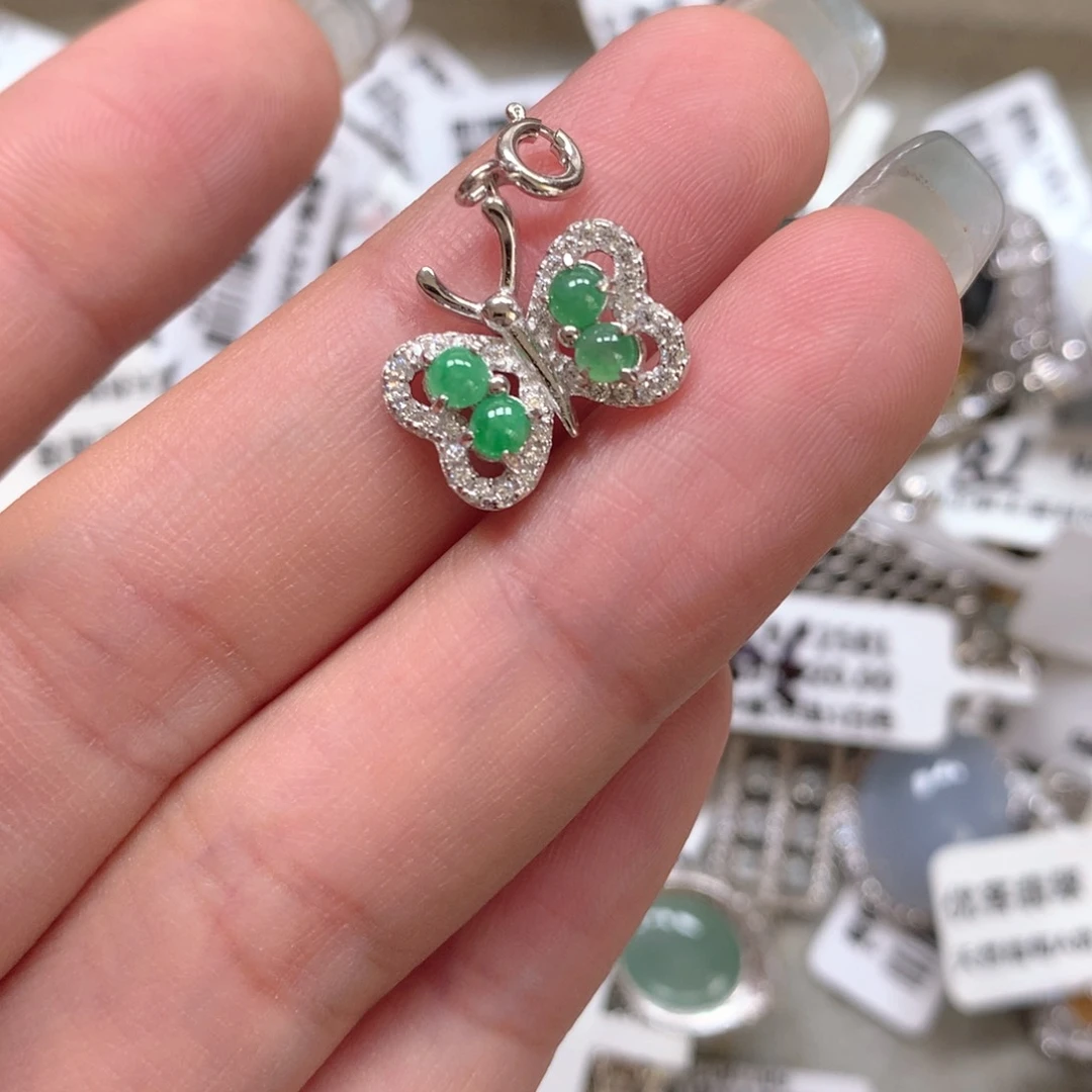 翡翠银S925镶嵌吊坠(不含链)吊坠