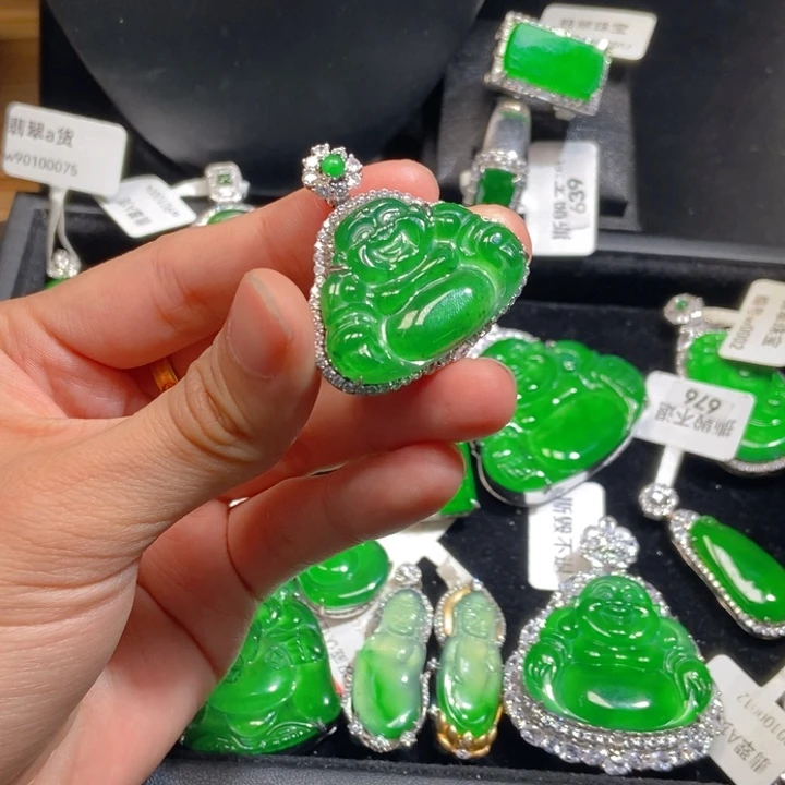 翡翠银S925镶嵌吊坠(不含链)