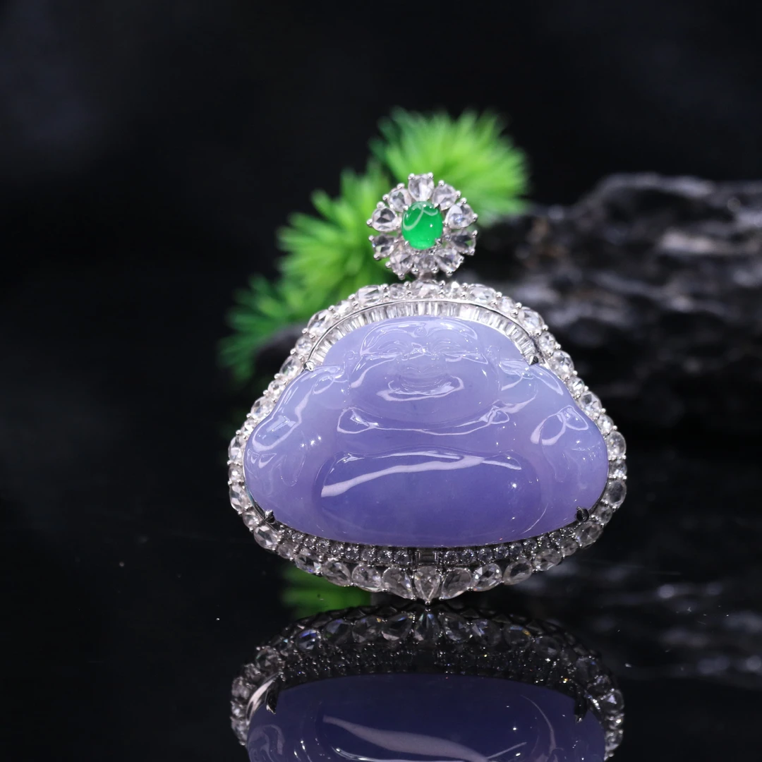 51天然缅甸翡翠A货18k紫佛公吊坠/001158/上海嘉禾拍卖