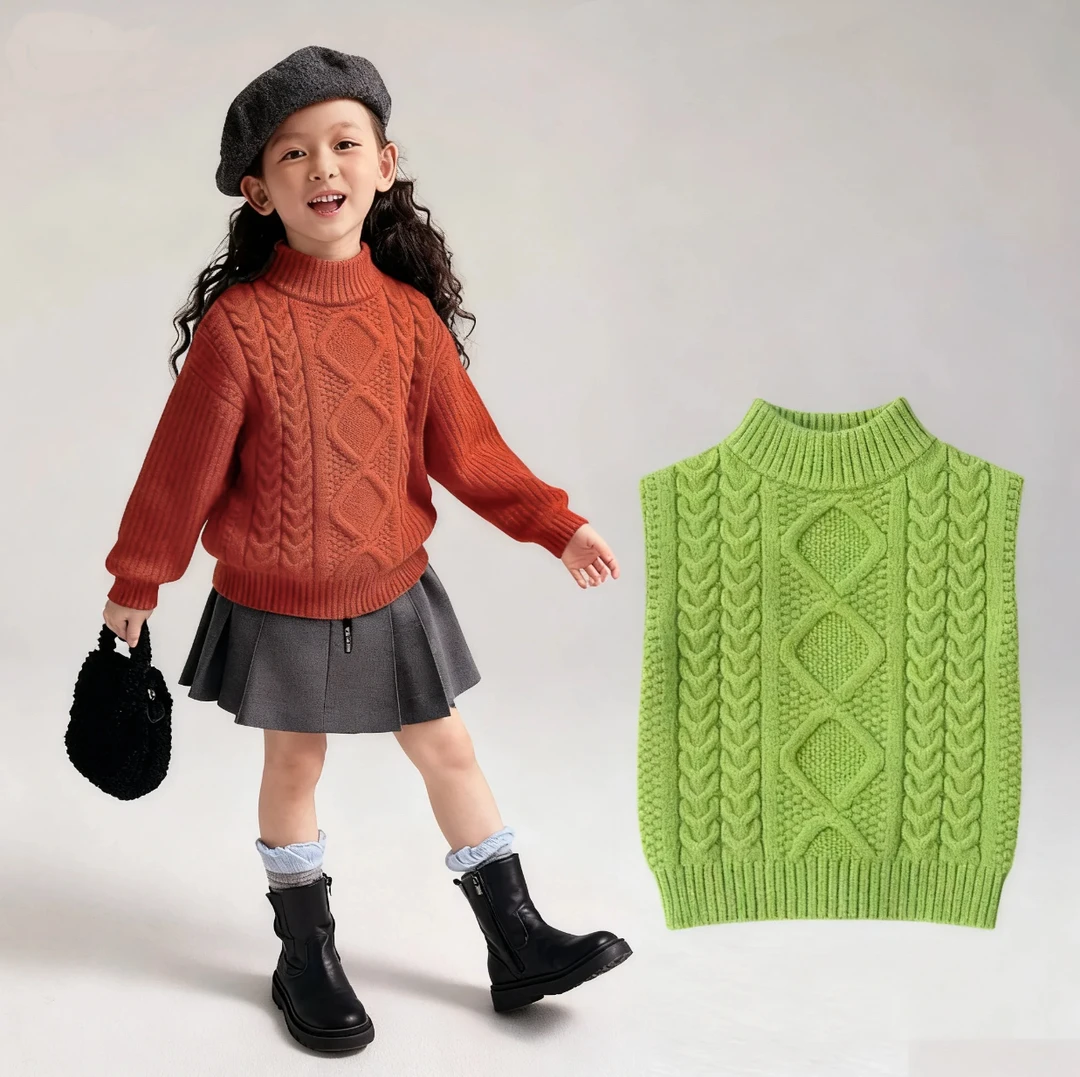 冬款纯色简约加厚打底毛衣男童女童针织衫