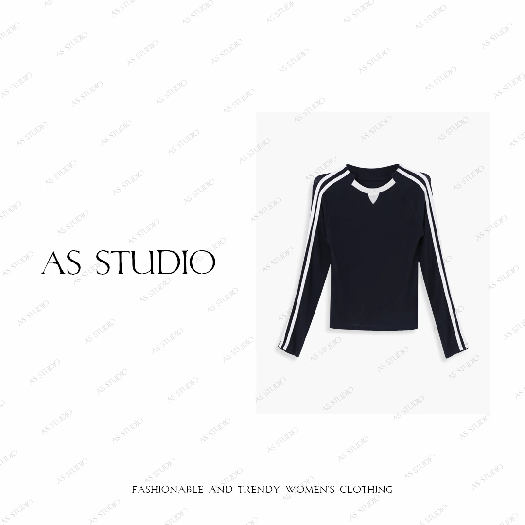 【AS条杠】25新极简质感撞色条纹拼接上衣AS25XTX01562