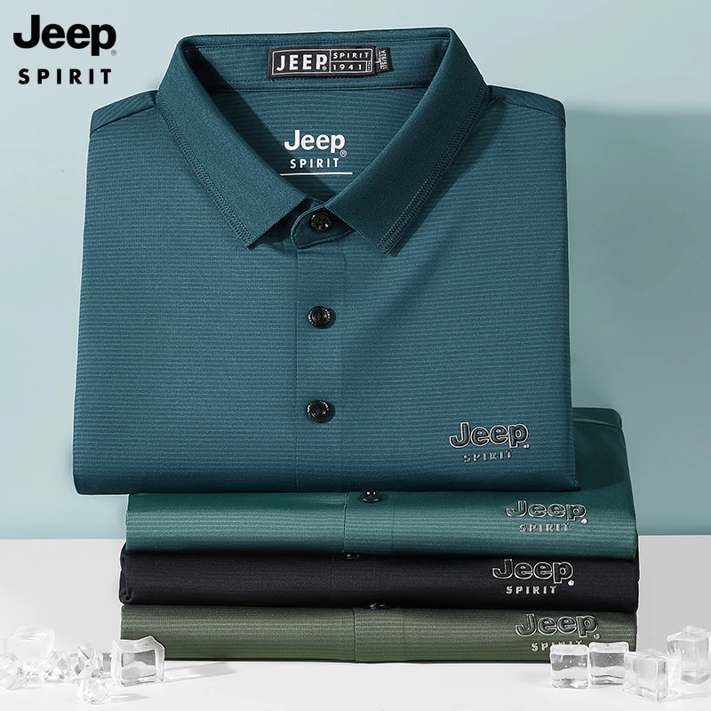 JEEPSPIRIT夏季薄款商务短袖polo衫透气锦氨翻领无痕男中年t恤