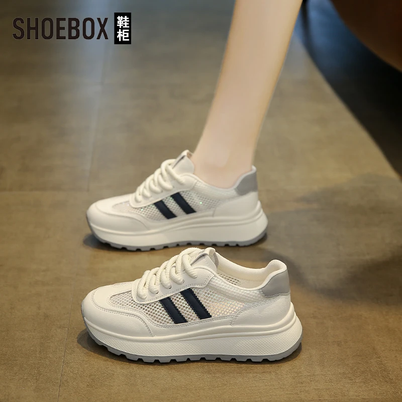 达芙妮集团旗下百搭小白鞋女2025夏季新款休闲板鞋爆款网面运动鞋