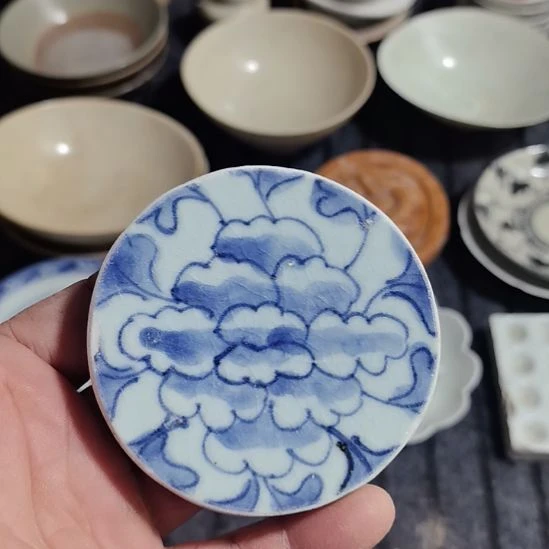 瓷片青花影青杯垫学习标本
