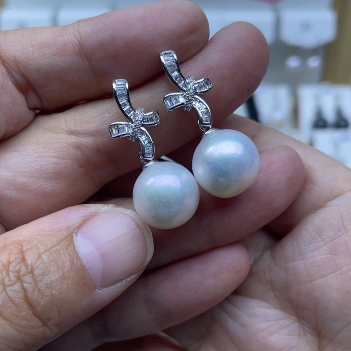 耳饰淡水珍珠银S925镶嵌