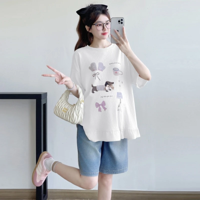 【伊伊】孕妇2025年夏季新款时尚薄款上衣短袖宽松垂感弹力韩版T恤