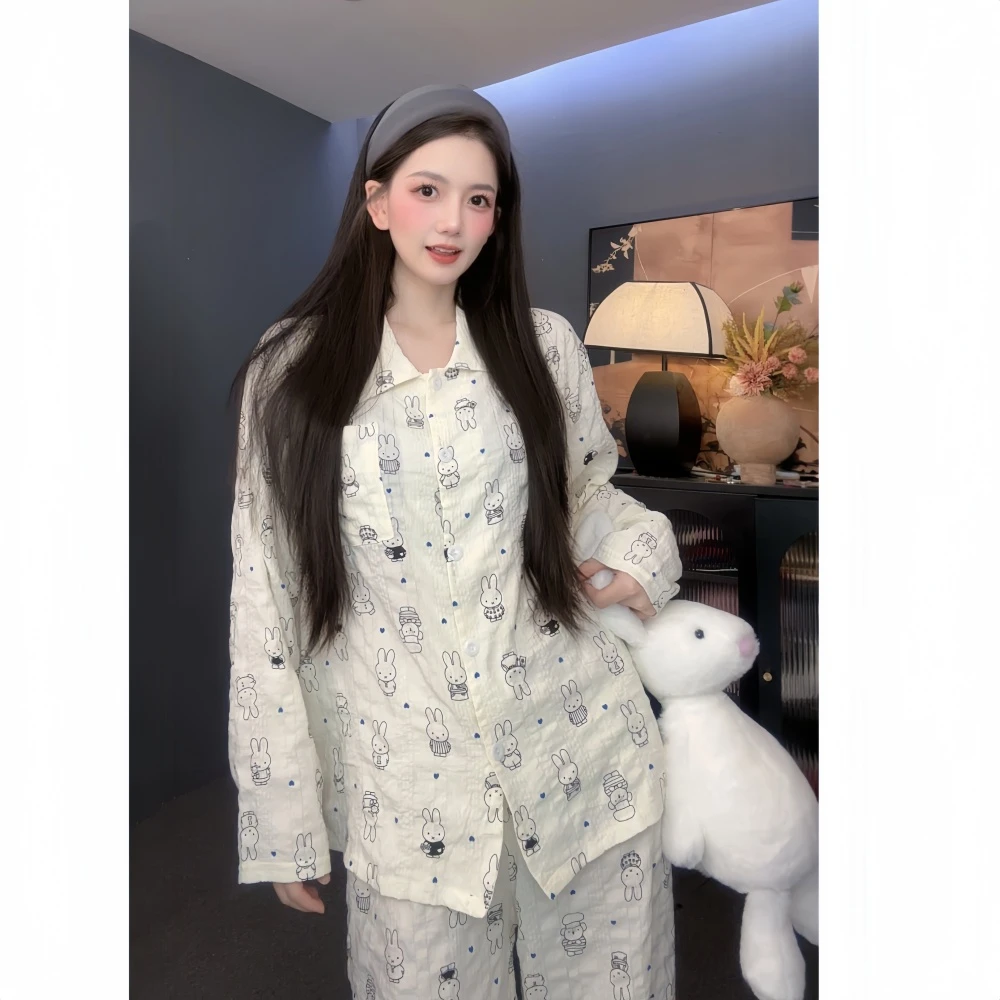 【米菲菲】小众设计开衫长袖家居服2025秋冬学生可外穿宽松女士睡衣
