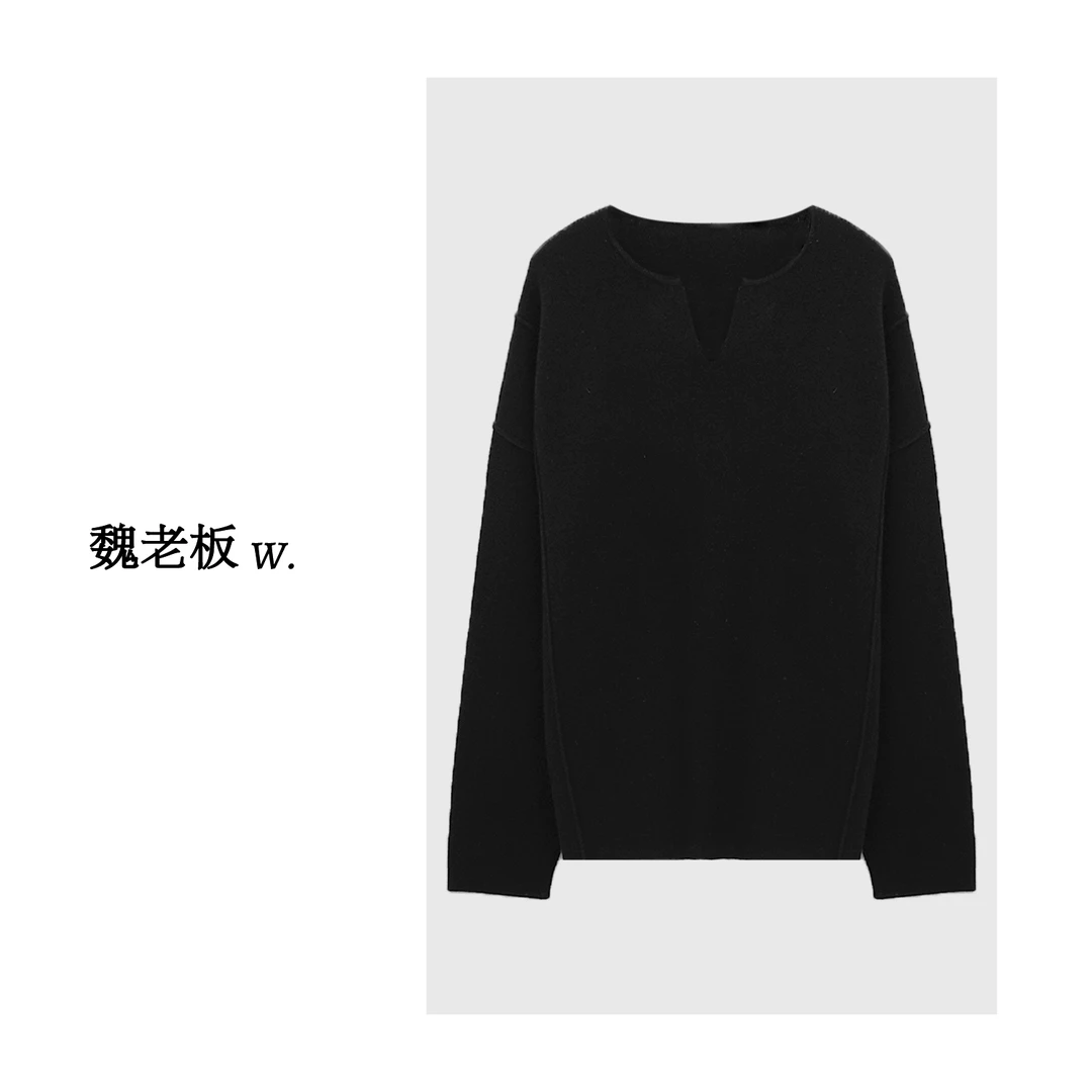 W.Diva【归来】早春领子小众设计精致百搭V领针织羊毛毛衫3ZDM82520