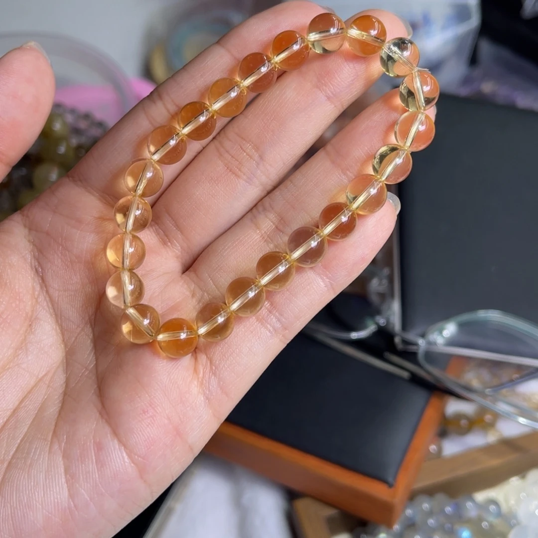 水晶未镶嵌手串全净体巴西黄水晶