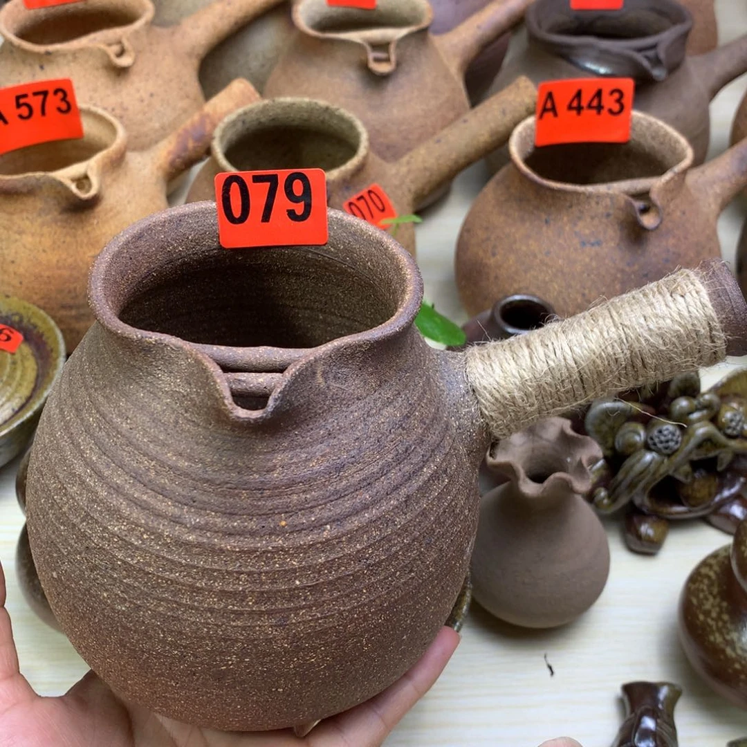 柴烧粗陶烤茶罐700毫升左右一物一拍