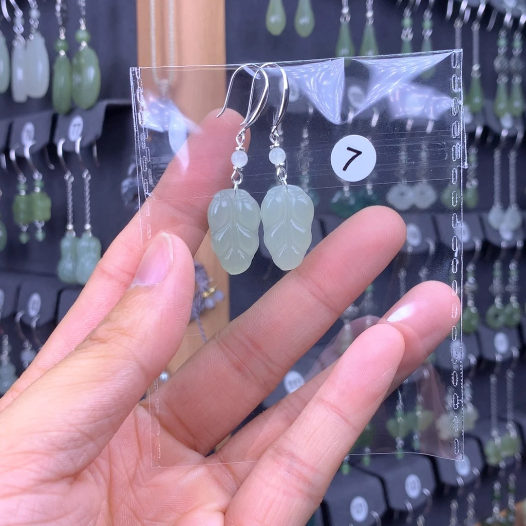 和田玉耳饰银S925镶嵌这****?