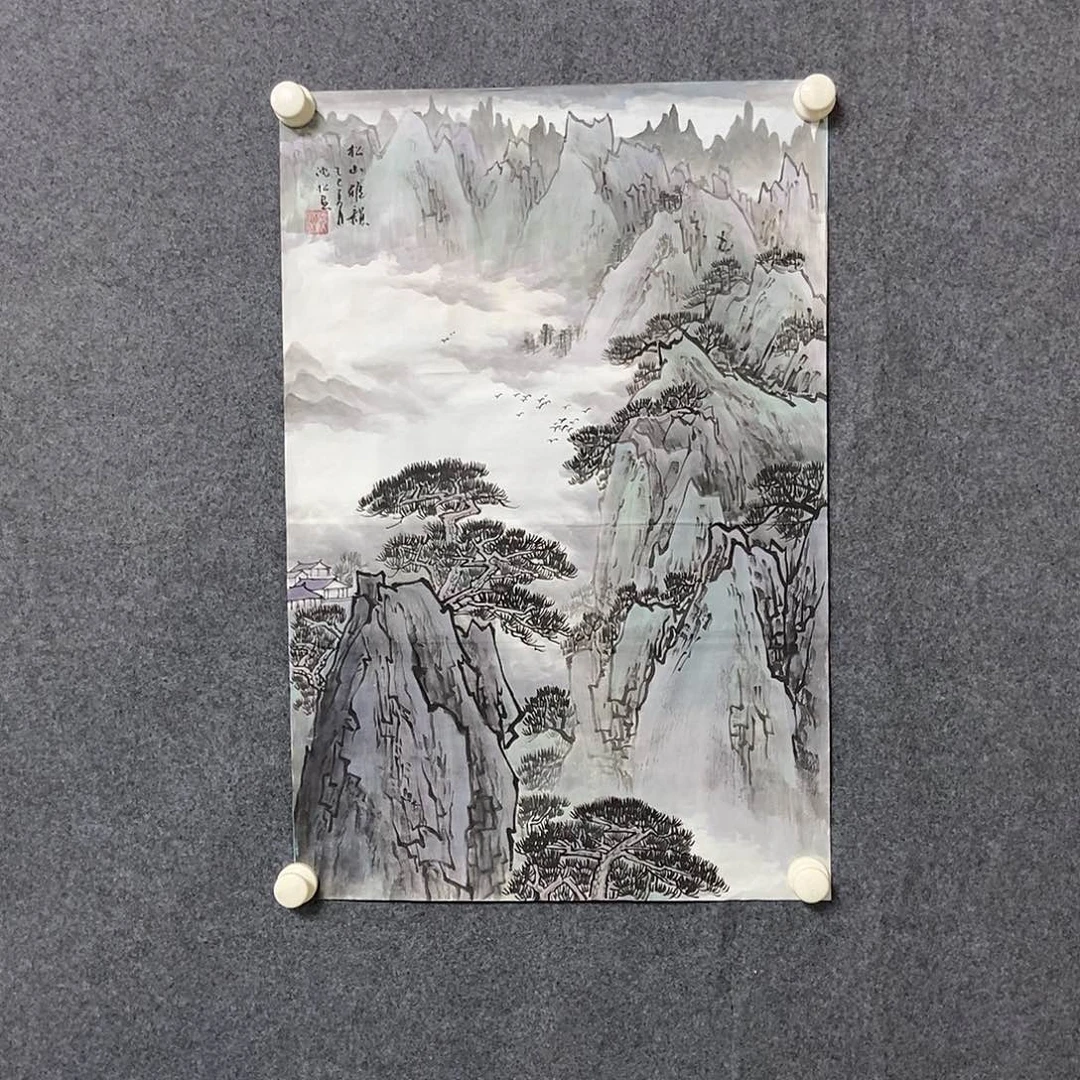 国画四尺三开一副