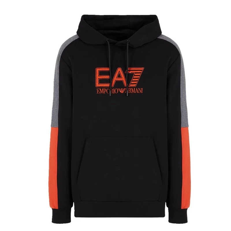 Emporio Armani 阿玛尼EA7 男士连帽卫衣拼色刺绣帽衫加绒保暖