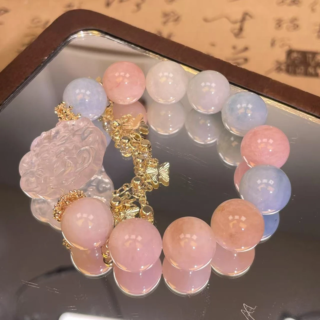 摩根石（绿柱石）搭配白水晶狐牌3004 颜色微差 多样性发一