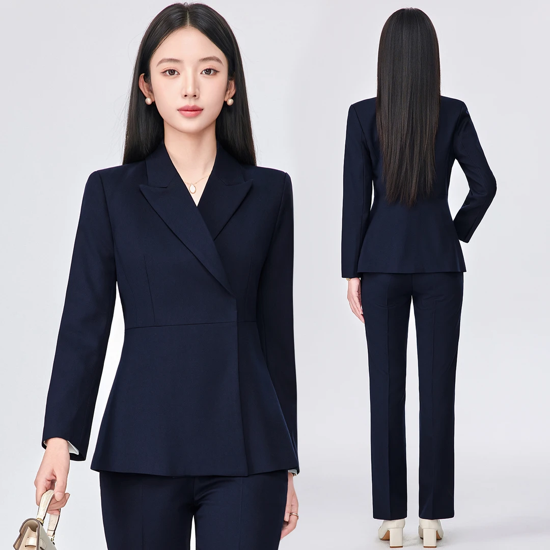 气质时尚长袖职业西装套装女新款春秋西服售楼部珠宝店工作服外套