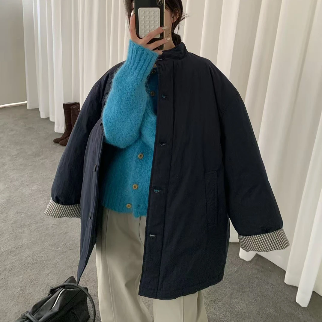 anna@656000 （185g左右）韩系撞色中长款厚外套