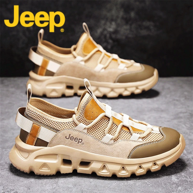 JEEP吉普夏季透气男鞋2025新款网面款登山休闲老爹鞋子男士运动鞋