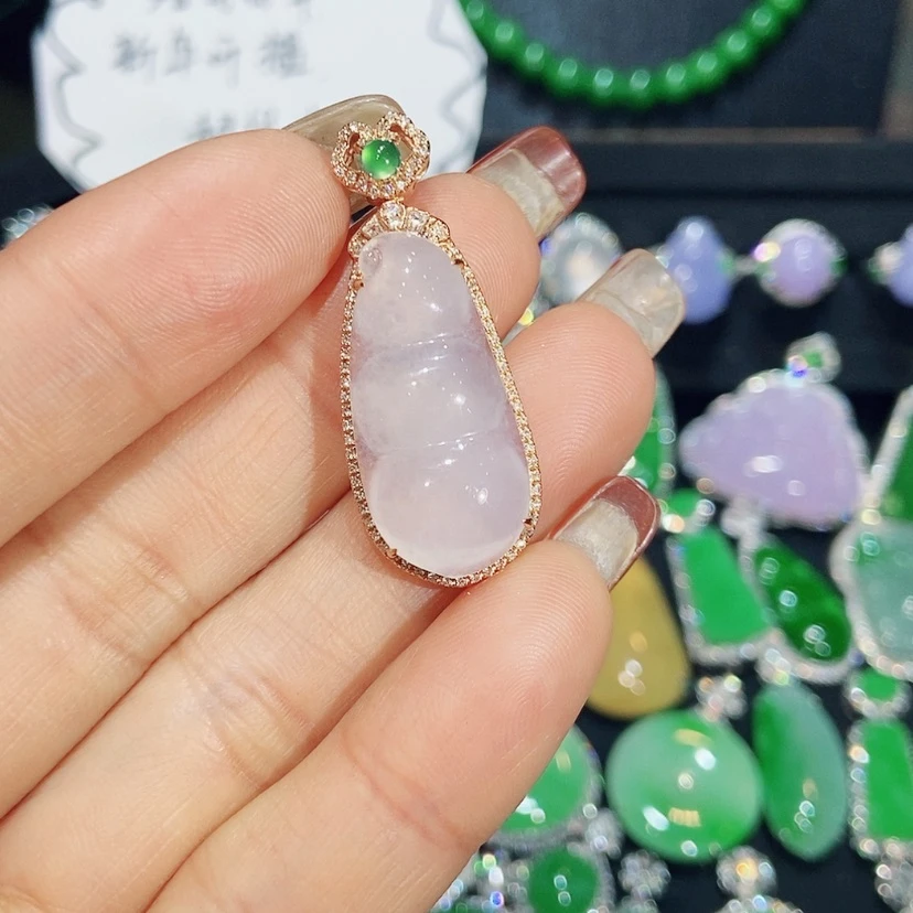 【闪购商品】翡翠颈饰18K金镶嵌天然翡翠