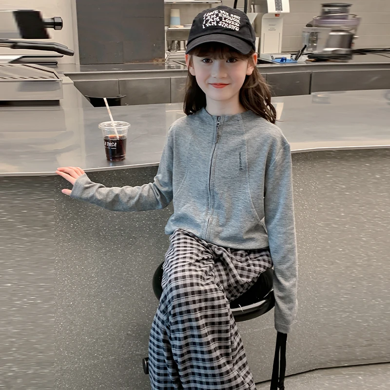 女童独特好看套装2025新款女大童秋季韩系针织开衫外套儿童阔腿裤