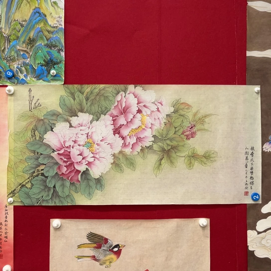 国画绘画作品多次参加全国100.50